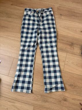 Wrangler Blue and Cream Checkered Flare Jeans